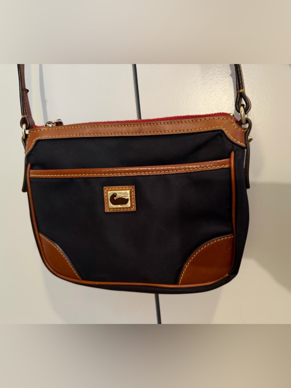 Dooney & Bourke Black with Brown Leather Trim Crossbody